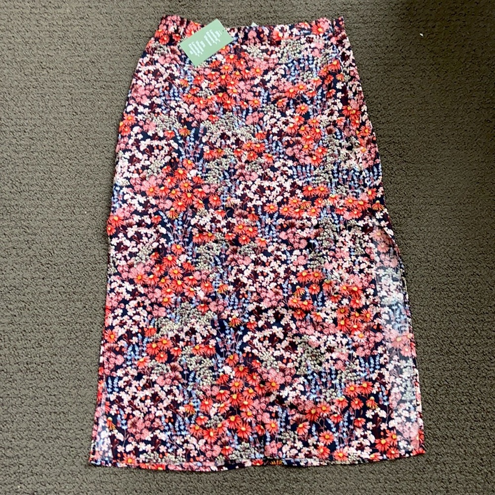 Side-slit Satin Skirt